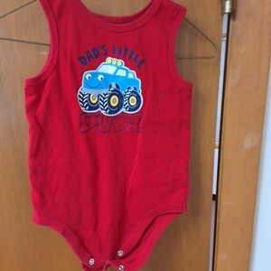 Red Kids Sleeveless Shirt with Truck Design